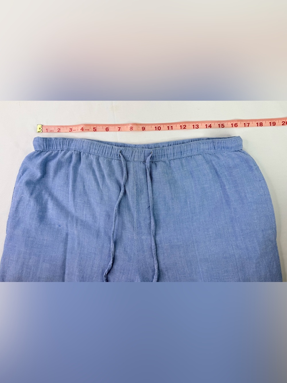 Argee Elastic Waist Light Blue Drawstring Cotton Pants Size Large - Picture 6 of 8